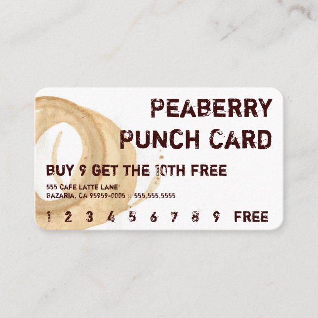 Coffee Stain Drink Punchcard Loyalty Card (Front)