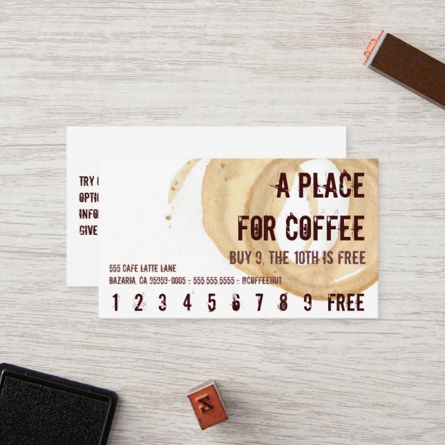 Coffee Stain Logo Drink Punch Hero Loyalty Card (Front/Back In Situ)