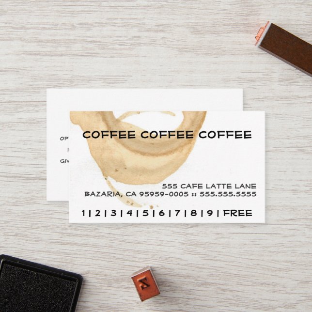 Coffee Stain Loyalty Punch Card (Front/Back In Situ)