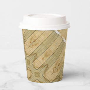 Coffee stained collage ledger paper cups
