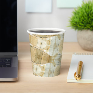 Coffee stained collage ledger paper cups