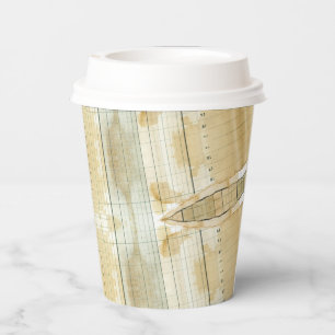 Coffee stained collage ledger paper cups