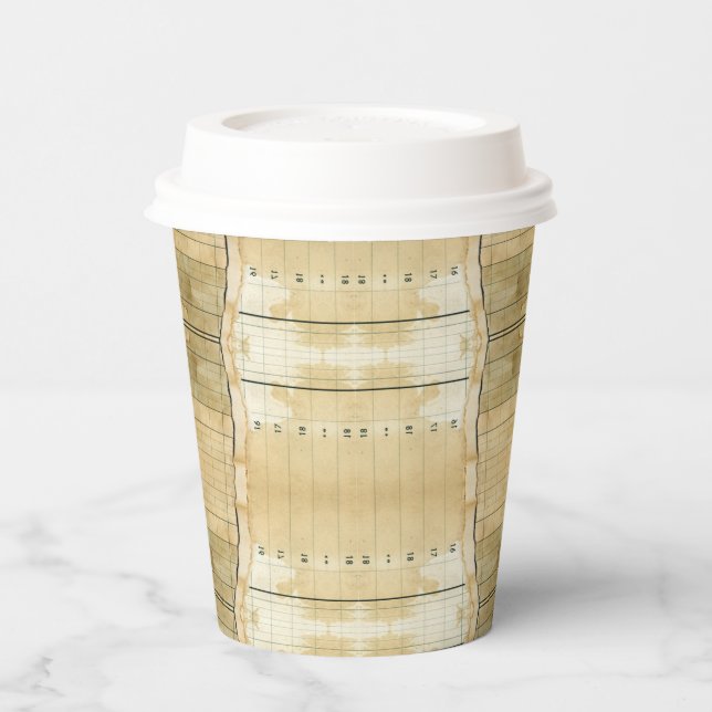 Coffee stained collage ledger paper paper cups (Left)
