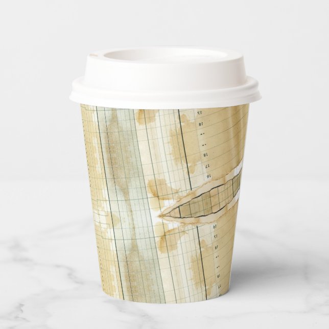 Coffee stained collage ledger paper paper cups (Back)
