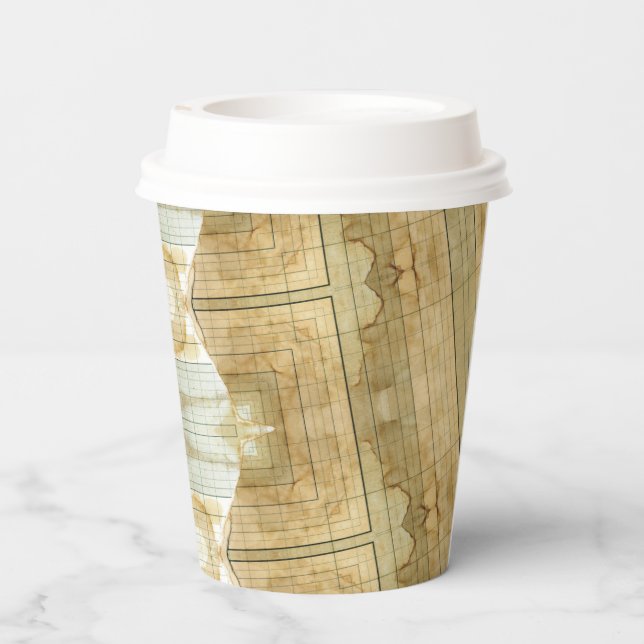 Coffee stained collage ledger paper paper cups (Back)