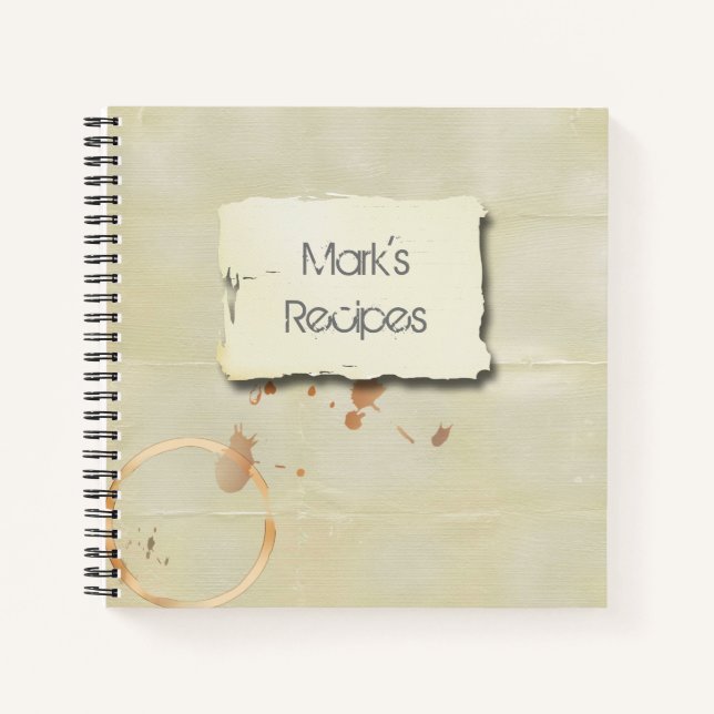 Coffee Stained Kraft Paper Masculine  Notebook (Front)