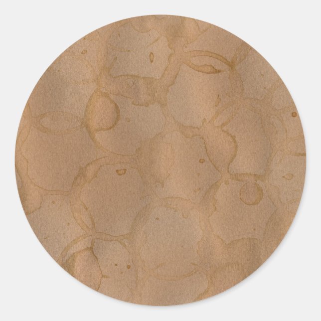 coffee stains background classic round sticker (Front)