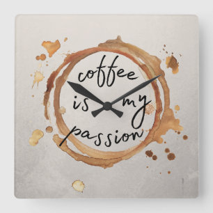coffee stains square wall clock