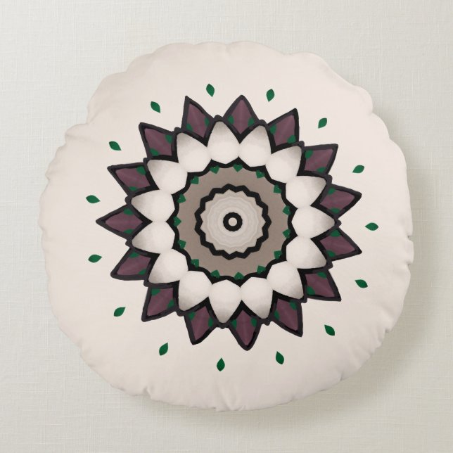 Coffee Star Small Print Round Cushion (Front)