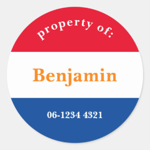 coffee sticker red white blue with name