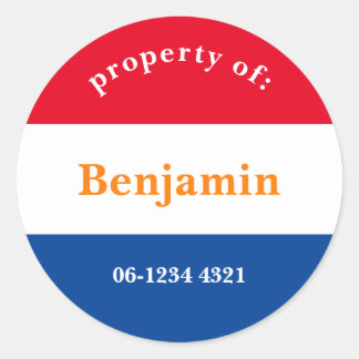 coffee sticker red white blue with name