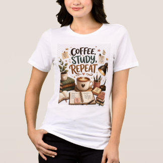 Coffee Study Repeat Cute Student Academic Tri-Blend Shirt