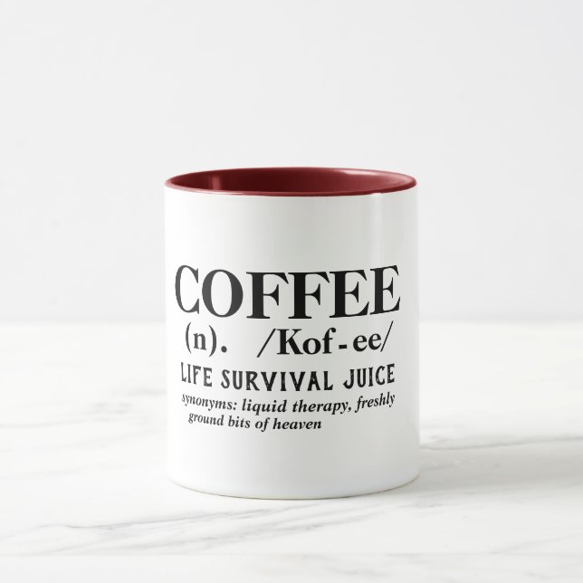 coffee survival juice liquid therapy pun funny mug (Center)