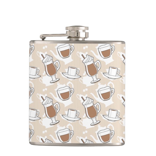 Coffee, sweet pattern hip flask (Front)