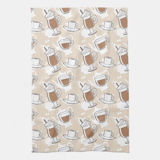 Coffee, sweet pattern tea towel (Vertical)