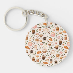 Coffee & Sweet Treats Pattern Keychain