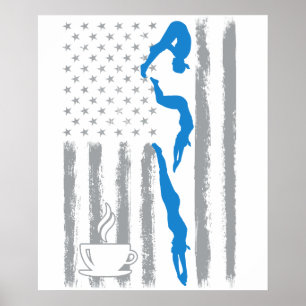 coffee swimming- Vintage USA American Flag for swi Poster