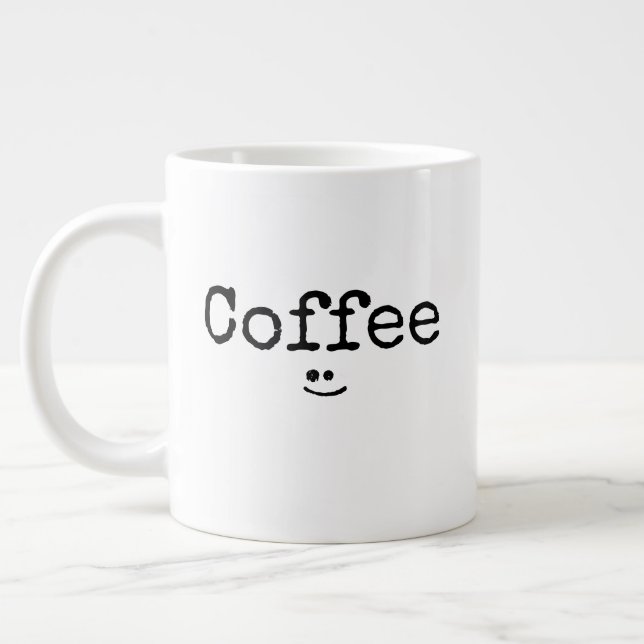 Coffee Taza De Porcelana Tipografía Negra  Large Coffee Mug (Left)