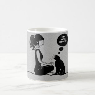 Coffee Tea Hot Cocoa Mug Meditate Yoga Girl Cat