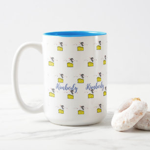 Coffee Tea Mugs, Mouse  Cheese Love Kisses  Two-To Two-Tone Coffee Mug