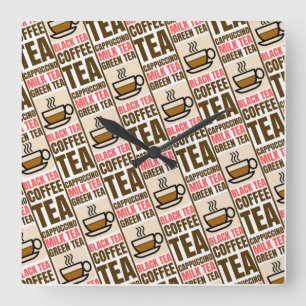 COFFEE TEA PATTERN, Acrylic Wall Clock