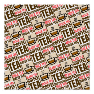 COFFEE TEA PATTERN, Glossy Poster