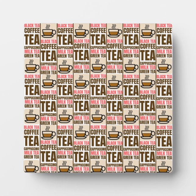COFFEE TEA PATTERN, Tabletop Plaque with Easel (Front)