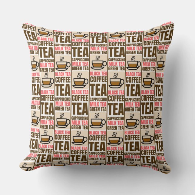 COFFEE TEA PATTERN, Throw Pillow (Front)