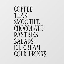 Coffee,Tea & Salads Window Vinyl –Transparent Food