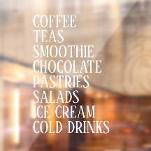 Coffee,Tea & Salads Window Vinyl –Transparent Food