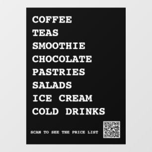 Coffee Tea Salads Window Vinyls  Food Cling