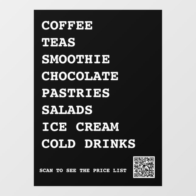 Coffee Tea Salads Window Vinyls  Food Window Cling (Sheet)