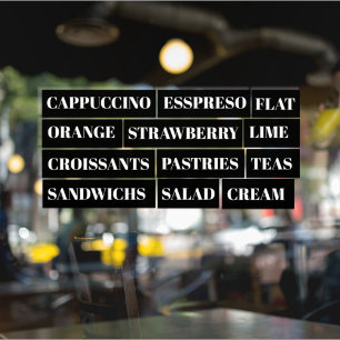 Coffee Tea Salads Window Vinyls Transparent   Food Cling
