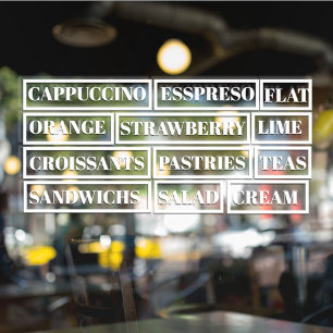 Coffee Tea Salads Window Vinyls Transparent   Food Window Cling
