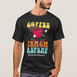 Coffee Teach Repeat 5th Grade Teacher Leopard Back T-Shirt