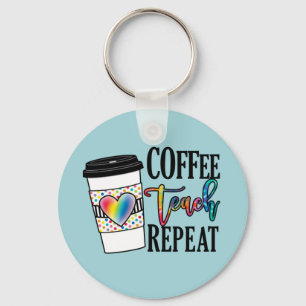 Coffee, Teach, Repeat Key Ring