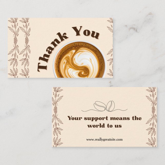 Coffee Thank You Card with Latte Art (Front/Back)