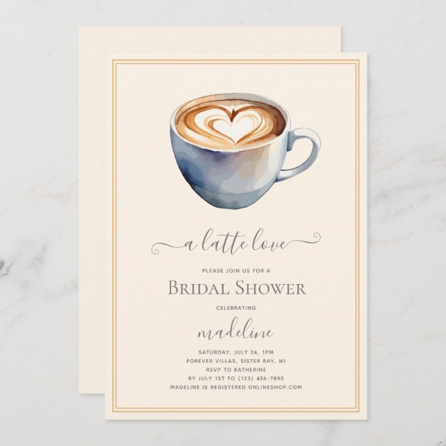 Coffee Theme A Latte Love Bridal Shower Invitation (Front/Back)