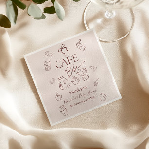 Coffee Theme Beige Cafe Bebe Brewing Baby Shower Napkin