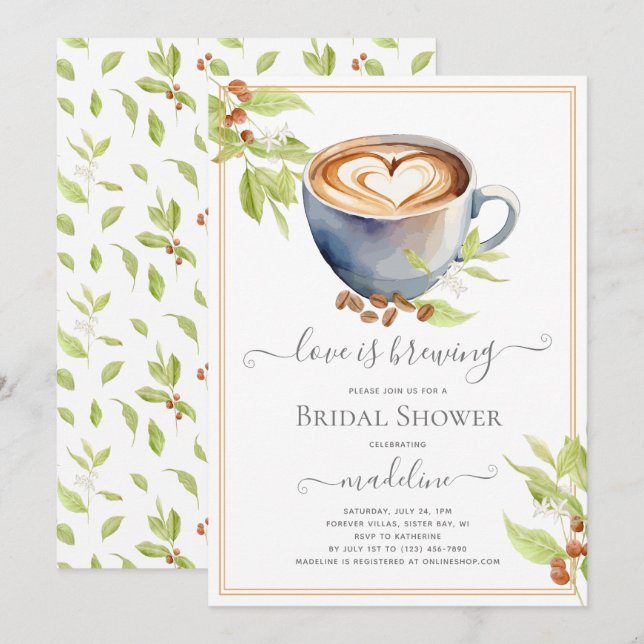 Coffee Theme Bridal Shower Invitation (Front/Back)