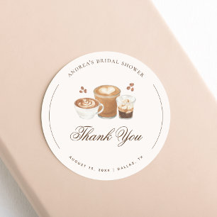 Coffee Theme Bridal Shower Thank You Classic Round Sticker