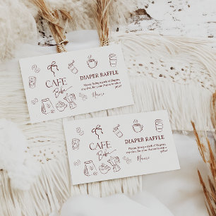 Coffee Theme Cafe Bebe Brewing Baby Shower Diaper Enclosure Card