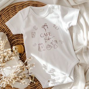Coffee Theme Cafe Bebe Brewing Bow Baby Shower Bodysuit