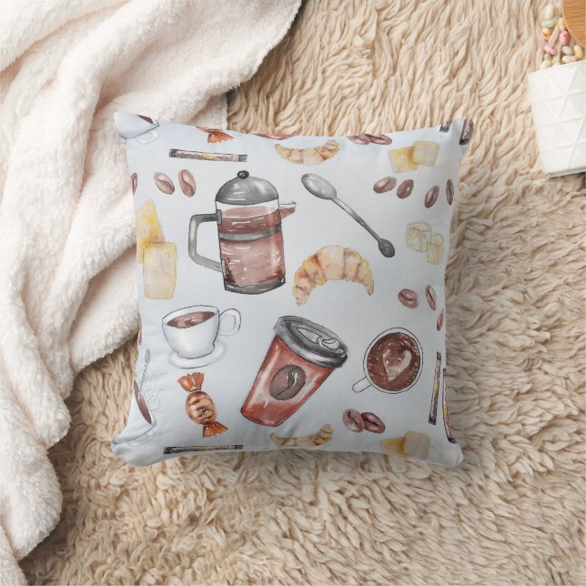 Coffee Theme Coffee Lover Square Cushion (Blanket)