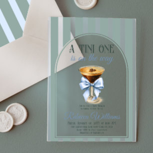 Coffee Theme Espresso Martini Blue Bow Baby Shower Acrylic Invitations