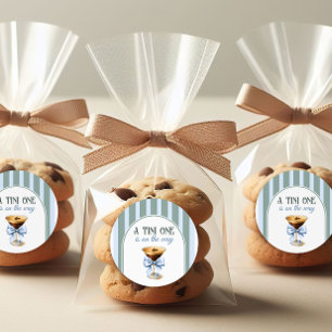 Coffee Theme Espresso Martini Blue Bow Baby Shower Classic Round Sticker