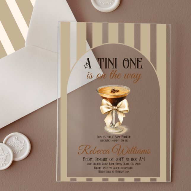 Coffee Theme Espresso Martini Bow Baby Shower Acrylic Invitations (Creator Uploaded)