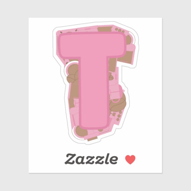 Coffee Theme Letter T Custom-Cut Vinyl Sticker (Sheet)