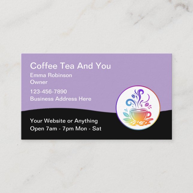 Coffee Theme Sidewalk Cafe Business Card (Front)