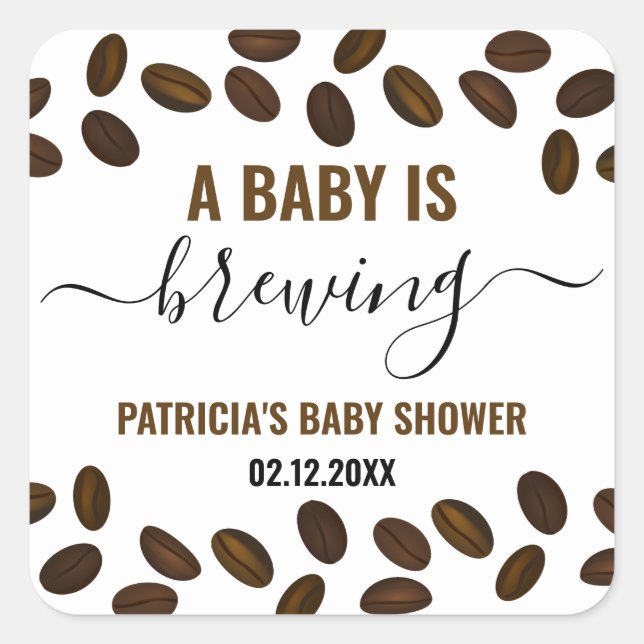 Coffee Themed Baby Shower A Baby Is Brewing  Square Sticker (Front)